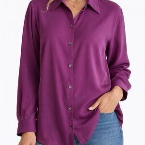 Vintage Eddie Bauer 100% Sand-Washed Silk Blouse - Size L